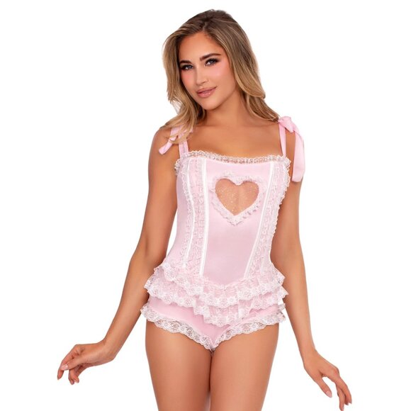 Sweetheart Ruffle Bodysuit – Flirty All-in-One Costume Lingerie - Picture 1 of 2